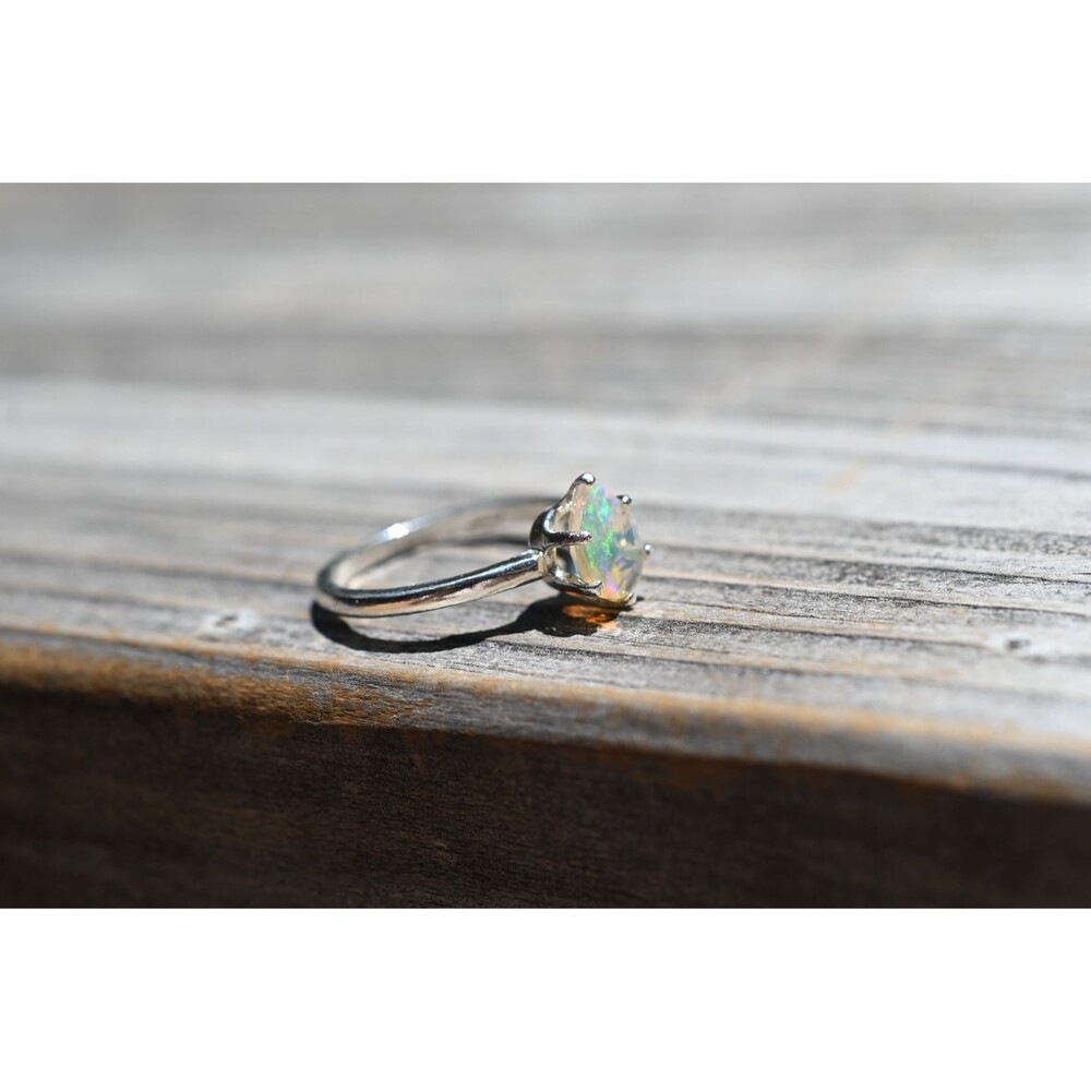 opal ring, unique opal ring, alternative engagement ring  jewelry for her, birth - Picture 5 of 6